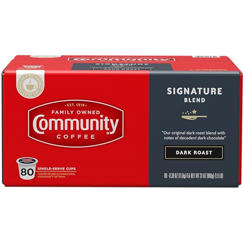 Image of Community Coffee Signature Blend 80 Count Coffee Pods, Dark Roast, Compatible with Keurig 2.0 K-Cup Brewers, Box of 80 Pods (Pack of 2)