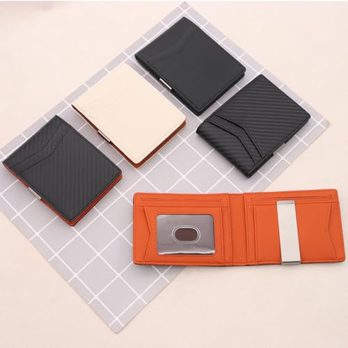 Minimalist Wallet for Men and Women - RFID Blocking Genuine Leather Slim Wallet with 12 Credit Card Slots, Money clip (Beige & Brown)4