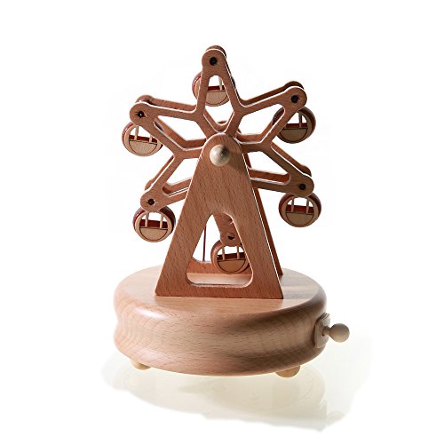 Ferris Wheel Music Box Girls Christmas Ornaments Quality Wooden Musical Box Featuring European Castle With Small Moving Magnetic Car - Plays Castle In The Sky Song #TOP1