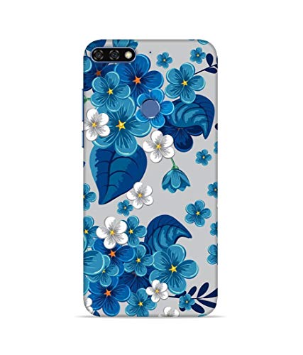 Image of Silence Printed Blue Flower Gray Background Designer Back Case Cover for Huawei Honor 7X