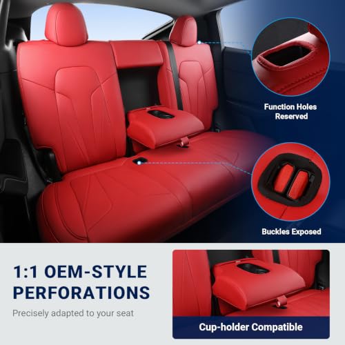 Image of Custom for Tesla Model Y Seat Covers 2020-2024 Red