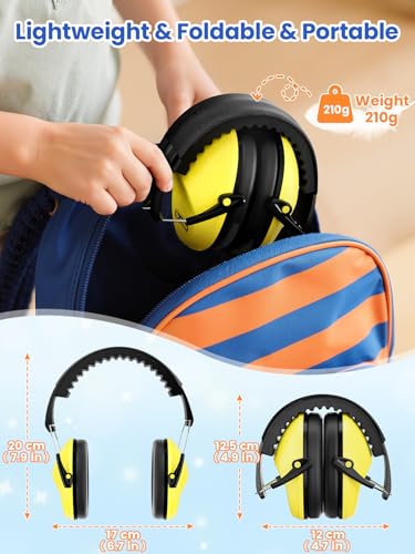 Image of Dr.meter Ear Protection for Kid: EM100 SNR27.4 Kids Noise Cancelling Headphones with Adjustable Headband - Kid Hearing Protection for Monster Truck Mowing Demo Derby and Concert - Yellow
