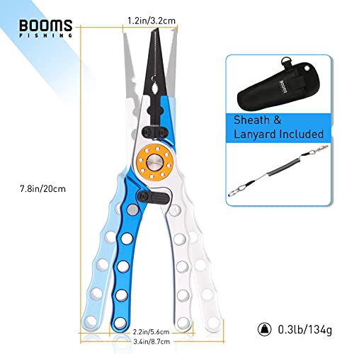 Booms Fishing X1 Aluminum Fishing Pliers Hook Remover, Braided Fishing Line Cutting and Split Ring Pliers with Coiled Lanyard and Sheath, Blue with Lock by Booms Fishing - Image 6