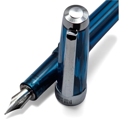 Image of THE VENTI Fountain Pen - Acrylic VAC Filler, Schmidt Nib (Fine),Vaccum Filling Pen, Best Pen Gift Set for Men & Women, Professional, Executive, Office, Nice Pens,Return Gift (F013-Blue)