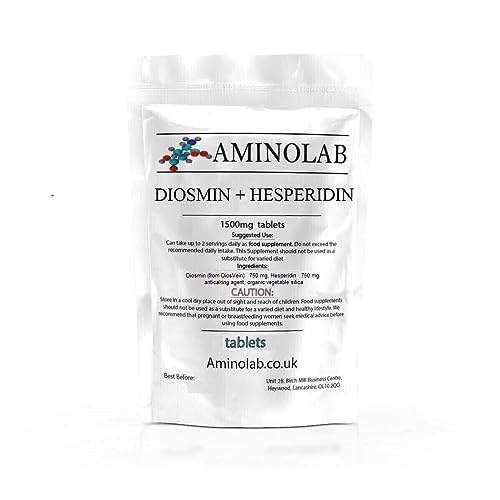 AMINOLAB - Diosmin Hesperidin1500mg - 60 Tablets - Supports Vascular Health Improves Circulation and Relieves Symptoms Associated with Chronic Venous Disorders.