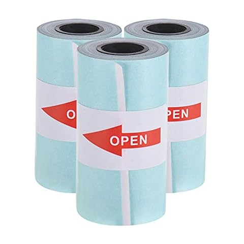 Bisofice Sticker Paper Roll,Adhesive Thermal Paper Roll, Peripage Paper with Self-Adhesive 57 * 30mm for PeriPage A6 Pocket Thermal Printer for PAPERANG P1/P2 Mini Photo Printer,3 Rolls,White Cover