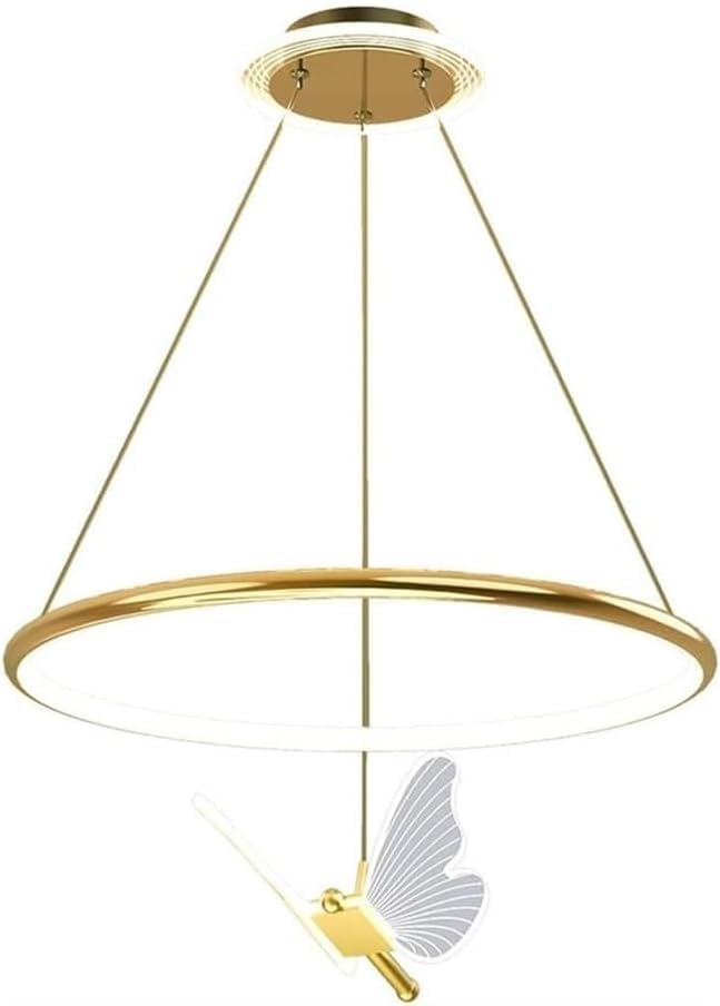 Lustre suspendu LED 48W design papillon doré pour éclairage chic de salle à manger