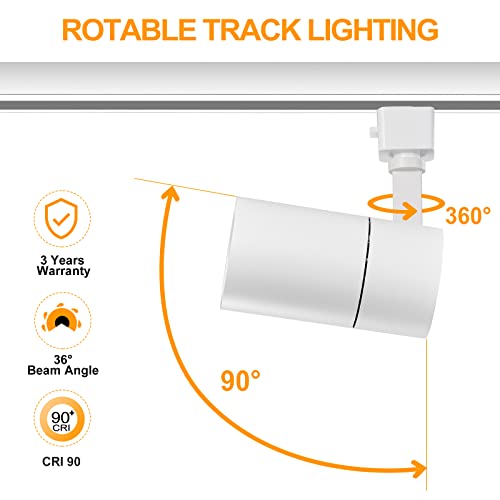 Vanoopee 3-Color J Type Track Lighting Heads 20W For Juno Rail - Dimmable Bright Led Track Light Fixtures 3000K 4000K 5000K Ceiling Spotlight For Accent Task, No Flicker Cri90+ 36° 2000Lm White 3 Pack #TOP7