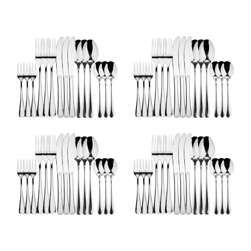 BERGNER PRAGA, 60 st bestick i rostfritt stål, inklusive 12 knivar, 12 skedar, 12 gafflar, 12 skedar, 12 dessertgafflar, perfekt för hela familjen, hållbar och elegant
