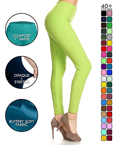 Image of Leggings Depot Women's High Waist Leggings Soft 1 inch Waistband Solid Pants - Regular, Plus, 1X3X, 3X5X