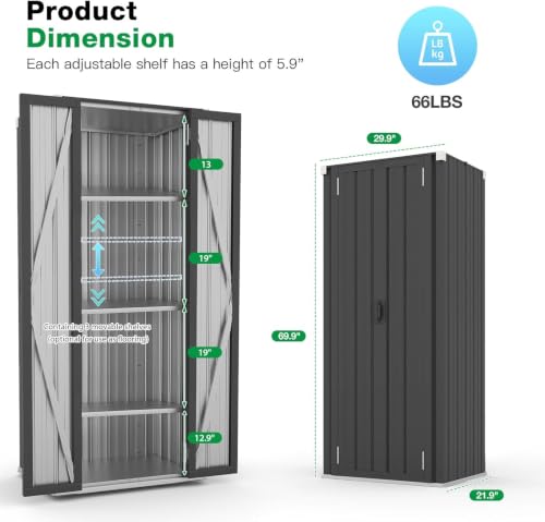 Image of AECOJOY Outdoor Storage Cabinet Waterproof, 70 inch Vertical Tall with Base