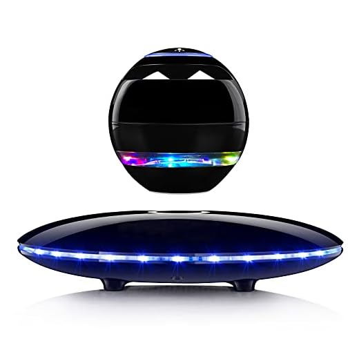 RUIXINDA Magnetic Levitating Speaker, Wireless Floating Bluetooth Speakers with Colorful Flashing Light Show, 360 Degree Rotation, Home Office Decor Cool Gadgets Tech Electronics Gifts (Black)