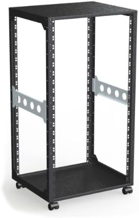 21U 482.6mm (19") Mini Rack - Open Frame - 440 mm Depth - Black - Server Enclosure Studio Cabinet - Flight case