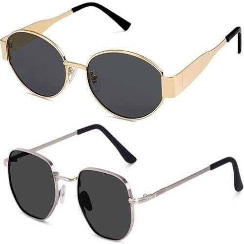Sheomy Combo Pack Of 2 Sunglasses Cat Eye Black Goggles Inspired From Priyanka Chopra Non Polarized Sunglasses For Women’s Mc-781, Medium