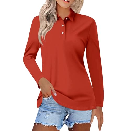 Chemise manches longues femme grande taille L décontractée orange