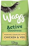 Wagg Active Goodness Complete Dry Adult Dog Food Chicken & Veg 12kg - For All Active Working Dog Breeds
