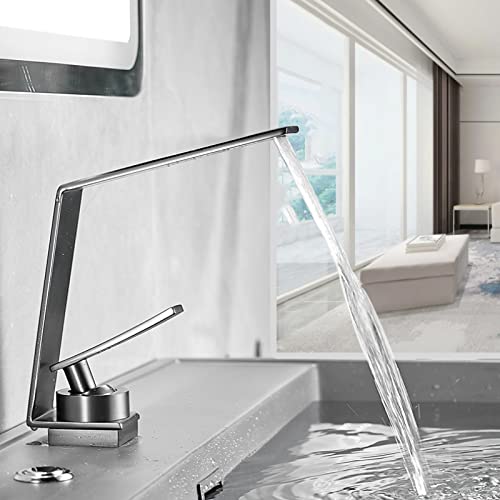 Robinet cascade de salle de bain monotrou pour vasque moderne blanc - 7