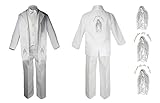 Unotux Baby Boy Christening Baptism Formal White Suit Stole Back Silver Mary Maria Sm-7 (6, Silver Spanish)