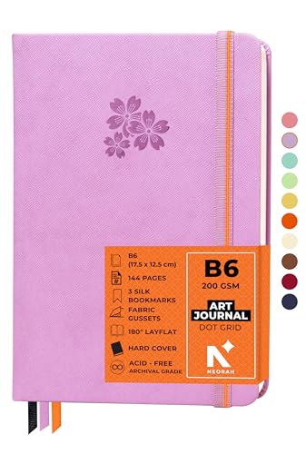 Image of NEORAH - B6 - ART JOURNAL | 200Gsm Dotgrid Notebook |144 Pages(17.5 x 12.5 cm) | Lay Flat |HardCover Bullet - Journal |3 Bookmarks |Elastic Closure| Inner BackPocket | Ideal-Bujo,Drawing (LAVENDER)
