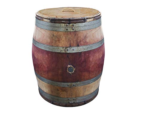 Regentonne, Regenfass, Burgunderfass, Weinfass, Fass aus Eichenholz mit Haselnussruten 228 l - original Temesso-Fass