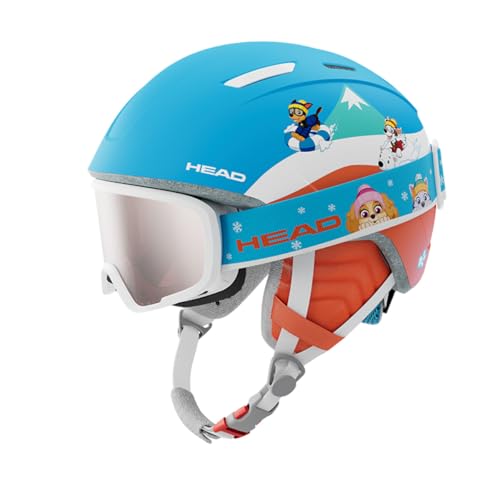 HEAD Mojo Paw Set - Casco de esquí y Snowboard (Incluye Gafas, diseño de la Patrulla Canina), Color Rojo y Azul