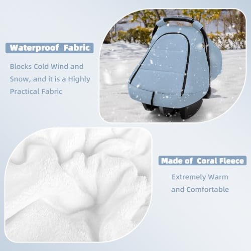 Image of SWESEN Winter Car Seat Covers for Babies, Cozy & Warm Cover, Infant Car Seat Canopy Water Resistant, Universal Cold Weather Shield, Blue