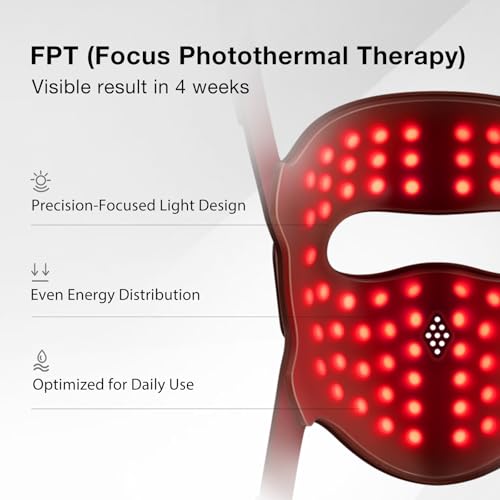 Image of JOVS Red Light Therapy Mask for Face, LED Light Therapy Mask with 4D Laser & FPT Narrow-Beam Technology, 6x More Powerful than LED, 660 /850 /940 /1064nm for Precision Anti-Wrinkle,Brown | JOVS Red Light Therapy Mask for Face