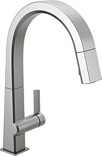 Delta Faucet Pivotal Brushed Nickel Kitchen Faucet, Kitchen Faucets with Pull Down Sprayer, Kitchen Sink Faucet, Faucet for Kitchen Sink with Magnetic Docking Spray Head, Arctic Stainless 9193-AR-DST
