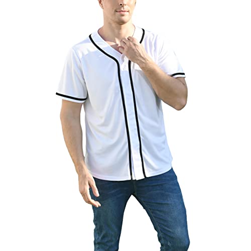BAICAIYU Camiseta de Béisbol para Hombre, Manga Corta, Cuello en V, Botones, Rayas Anchas miniatura 5