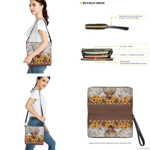 Image of Bucket Crossbody Bag Set for Women Lady, Leather Purse and Wallet Set Large Bucket Bag with Wallet
