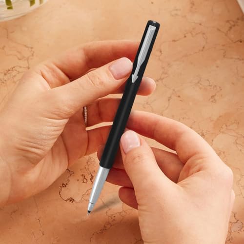 Image of Parker Vector Matte Black Chrome Trim| Roller Ball Pen| Ink Color : Blue | Corporate Gift | Elite Pen for Professionals