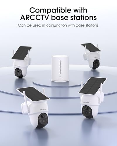 Image of ARCCTV Solar Security Cameras Wireless Outdoor, 4MP 360 View Battery Powered Cam, Spotlight Night Vision, 2-Way Audio, 2.4G /5G Dual Band WiFi, PIR Motion Alert, Suitable for Q4 Camera Kit