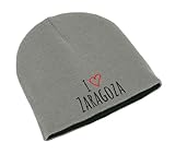 I Love Zaragoza City España Unisex Bordado Doble Capa Beanie Invierno Gorro Arte, gris, Talla única