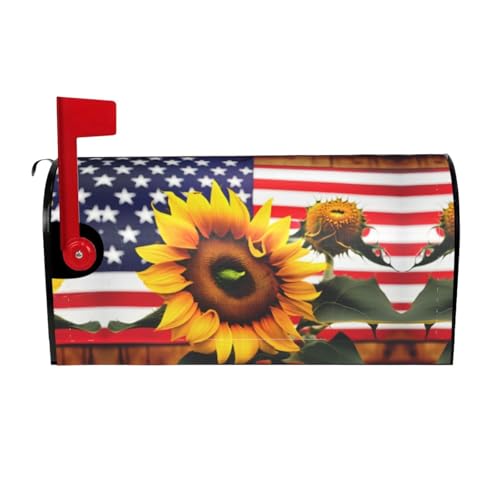 Couverture de boîte aux lettres imprimée tournesol et drapeau américain pour boîte aux lettres Décoration pour la maison et l'extérieur