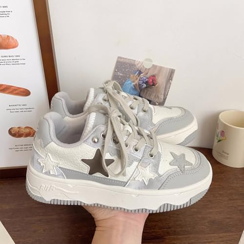 Star Shoes Walking Sneakers Women Y2K Platform Low Top Lace Up Round Toe Aesthetic Cute Fashion Sneakers3