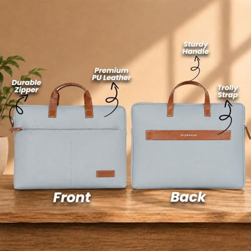 Image of Giftana 6 in 1 Laptop Bag with Personalized Diary and Pen, Keychain, Card Holder, Mobile Stand with Name, Customized Doctors Day Gift, Diwali Corporate Gift for Employees (Grey)