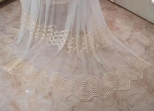Homxi Sheer Curtains Voile 2 Panels,2 x 42W x 45H,Drapes for Bedroom Semi Sheer Beige Wave Pattern Curtain for Pinch Pleats - Image 4