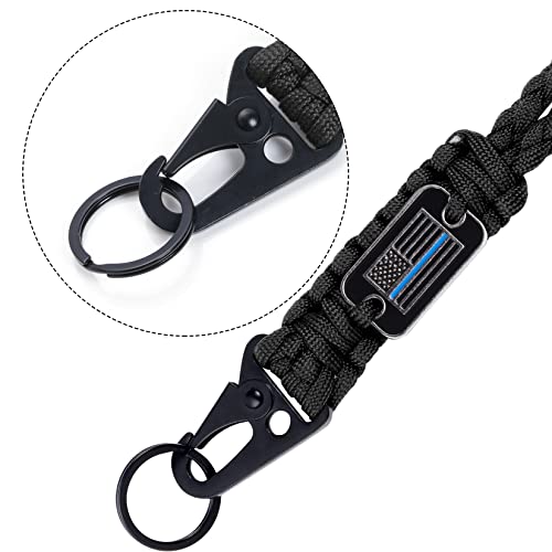 2 cordões trançados pesados de paracord longo trançado, chaveiros para homens, crachás de identifica