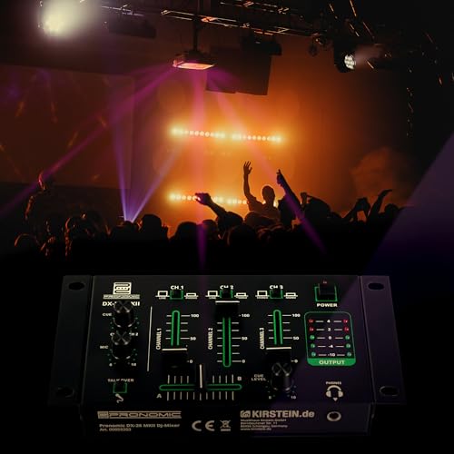 Pronomic DX-26 MKII DJ-Mixer - 3-Kanal Mischer mit Cue-Funktion - 2x Line/Phono-Kanal - Mikrofon- und Kopfhöreranschluss