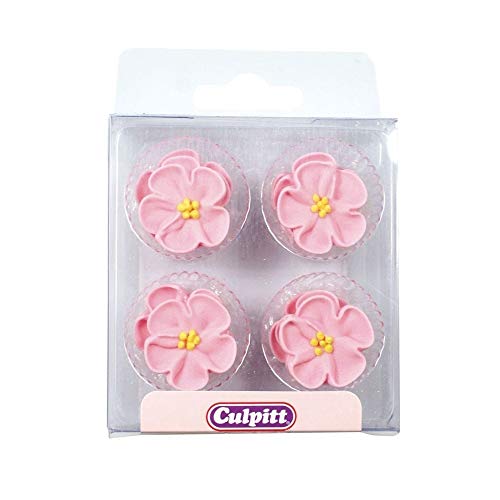 Pink Rose Sugar Decorations - 12 pack