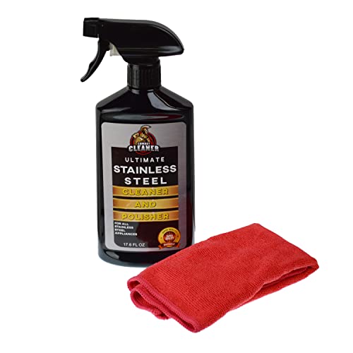Limpiador y pulidor para acero inoxidable con paño de microfibra, 17oz