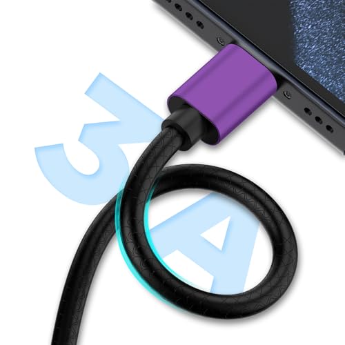 Image of CyvenSmart USB Type C Cable 6ft, [2 Pack] USB A 2.0 to USB-C Fast Charger Durable TPE Cord Compatible with Samsung Galaxy A10 /A20 /A51 /S10 /S9 /S8 Plus /Note 9 /8,LG V50 V40 G8 G7 Thinq-Purple