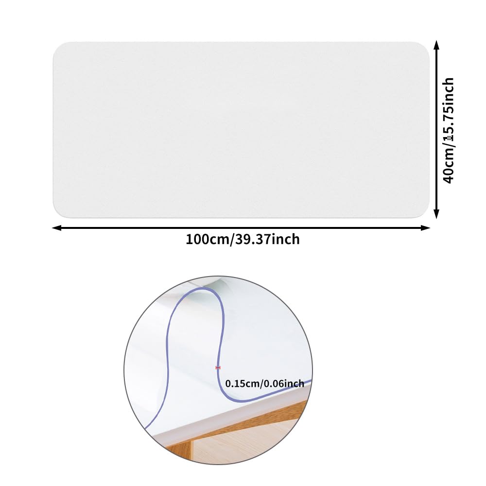 Clear Desk Mat, 100 x 40 cm Non-Slip PVC Clear Desk Protector Mat, Waterproof Round Edges Desk Protector Mat - Image 2