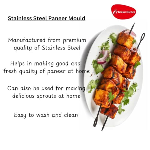 Image of KLASSI KICHEN Stainless Steel Paneer Maker (Round) | Cheese & Cottage Cheese Mold | Multi-Purpose Kitchen Strainer for Homemade Paneer, Chhena & Ricotta | Durable Food-Grade SS