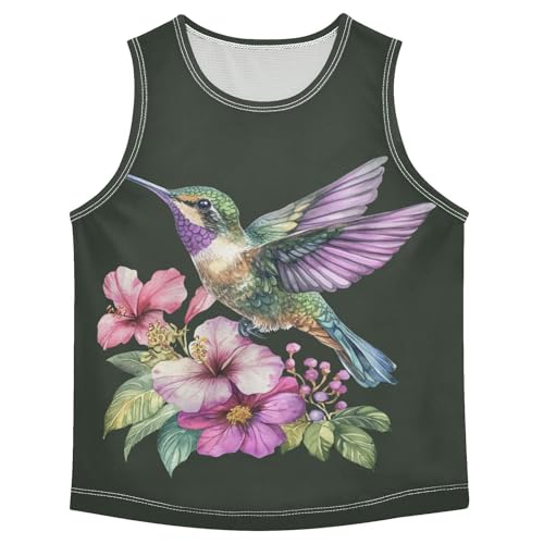 Hibiscus Flower Dark Boys Tank Tops Sleeveless Tank Top Shirts Undershirts for Sports,3T