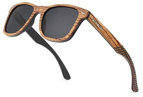 COCA TREE HD Mirror Polarized Wood Sunglasses for Men and Women UV Protection Driving Classic Retro (Zebrawood- Grey lenses)