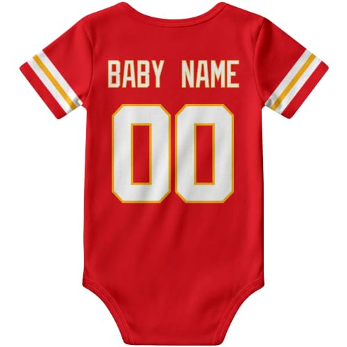Image of KREDE Baby Clothes Custom Name Bodysuit for Baby Boy Gifts | Short Sleeves Bodysuit with Custom Number Name