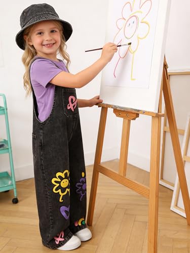 Image of OLMRJKD Toddler Girl Summer Clothes Short Sleeve Denim Overall Jumpsuit with Top Girls Spring Outfits Set