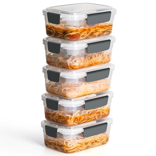 Image of YORY 5cup Plastic Food Storage Containers With Lids For Lunch Meal Prep,5pk