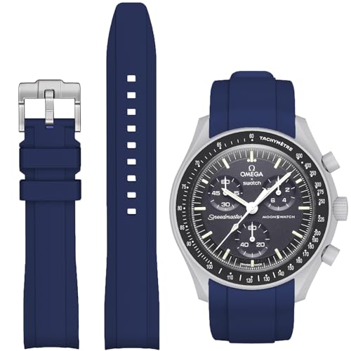 Stanchev Strap for MoonSwatch Watch,Curved Rubber Replacement Band Compatible With Omega X Swatch Speedmaster Moonswatch Watch 20mm,Soft Swatch Omega Strap for Men Women